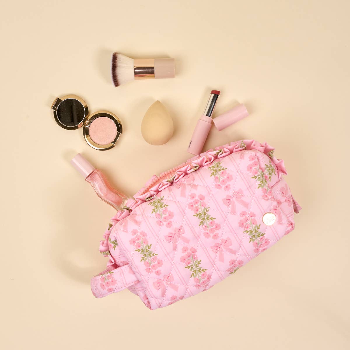 Essentials Quilted Cosmetic Pouch– Bows In Bloom