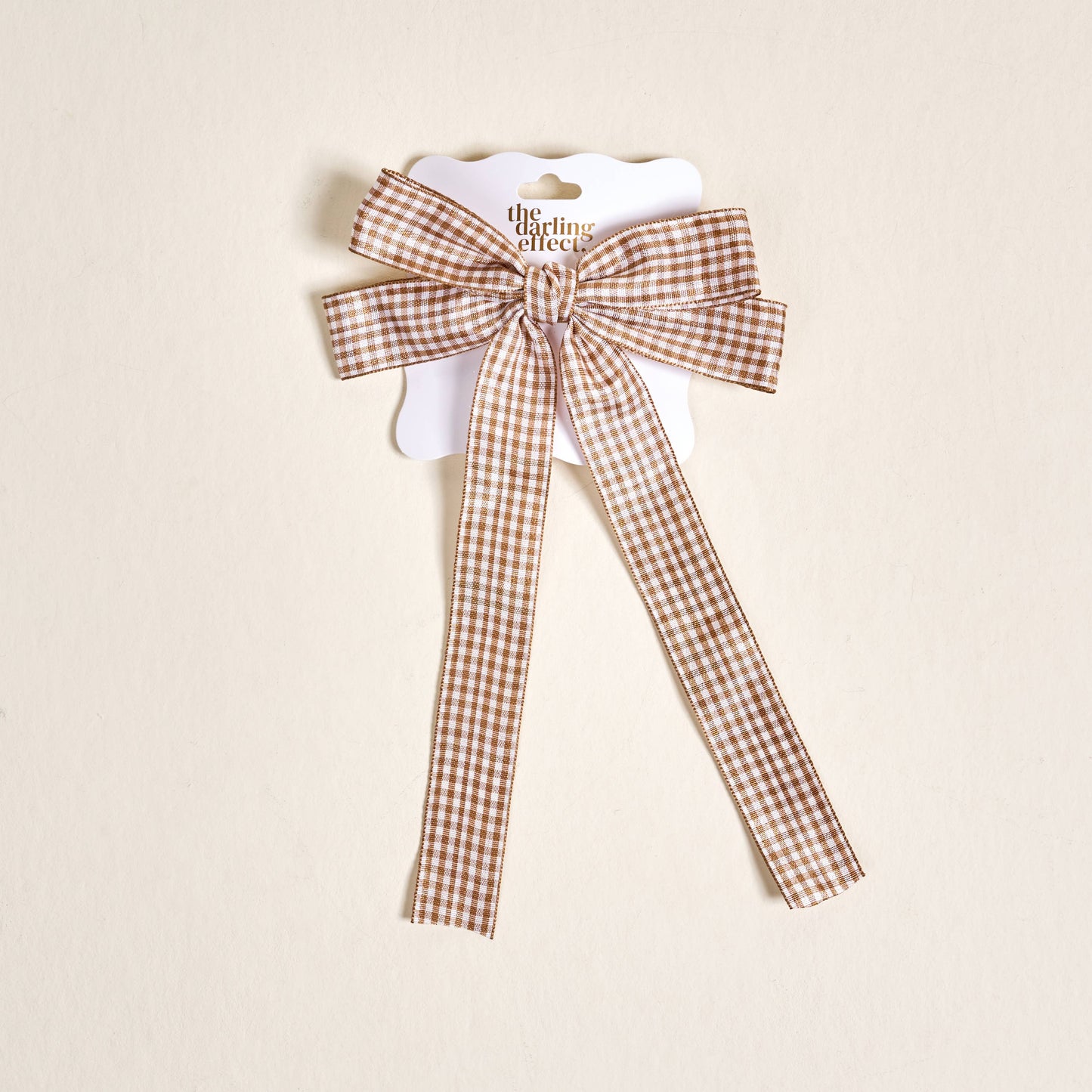 Tan Gingham Hair Bow