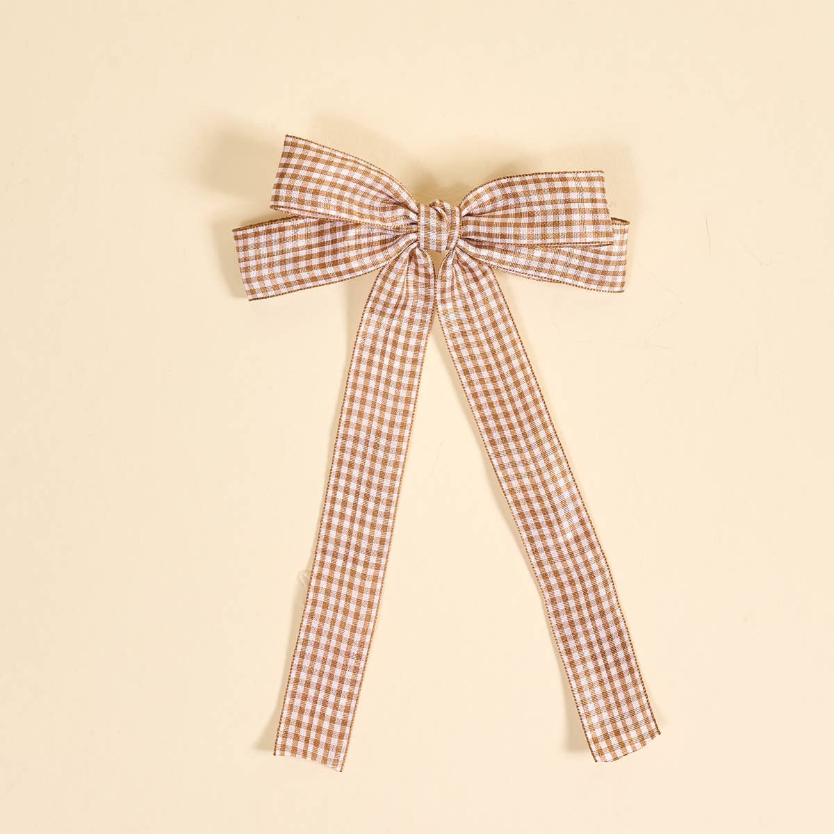 Tan Gingham Hair Bow