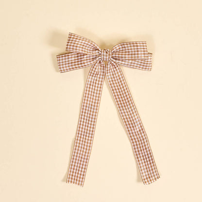 Tan Gingham Hair Bow