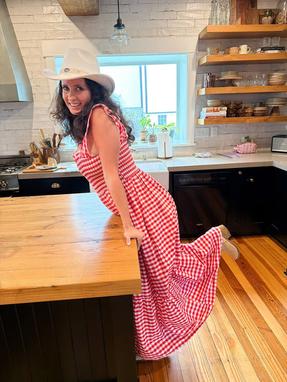 Cherry Pie Gingham Maxi Dress