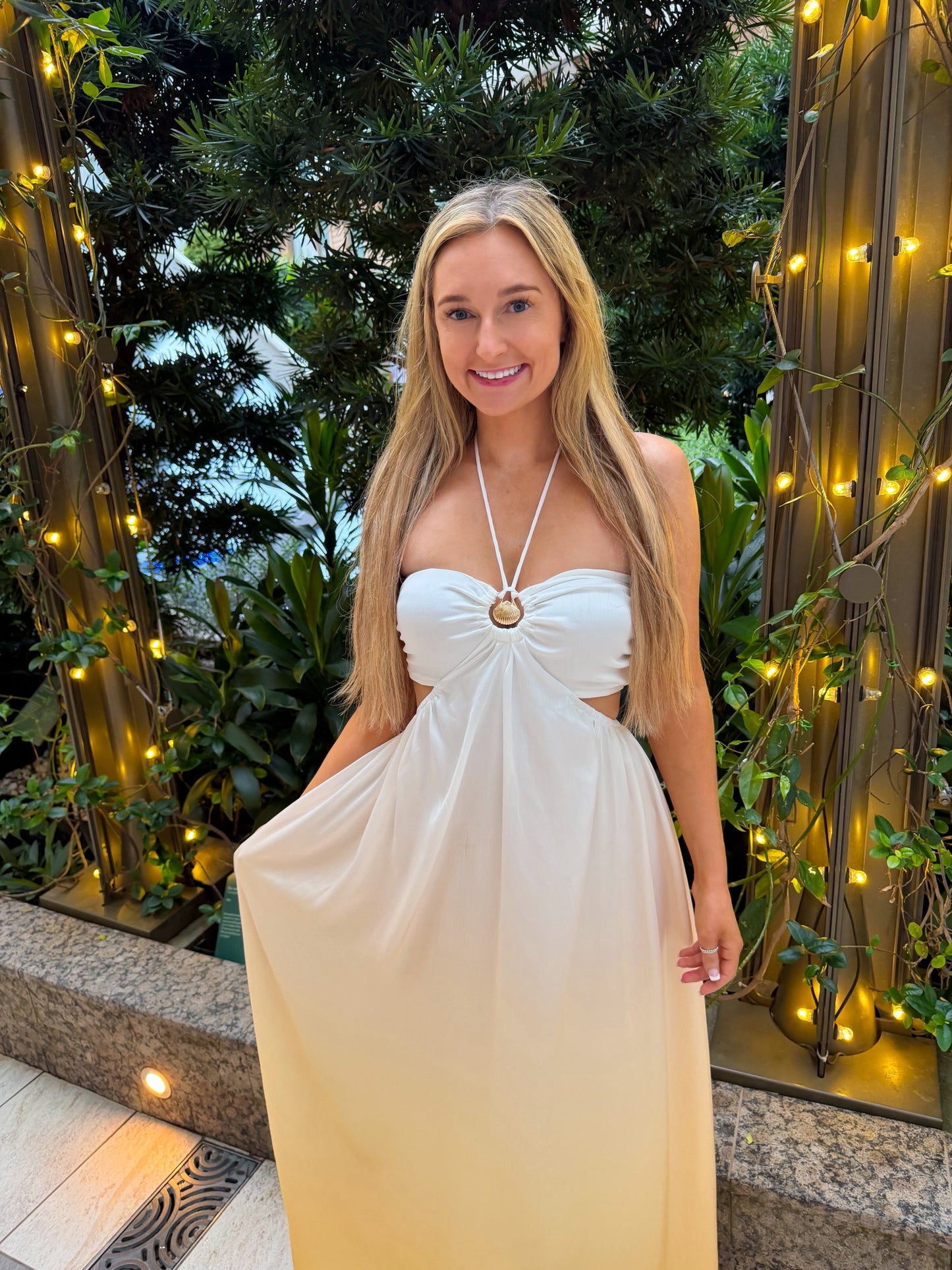 Golden Sunrise Halter Dress