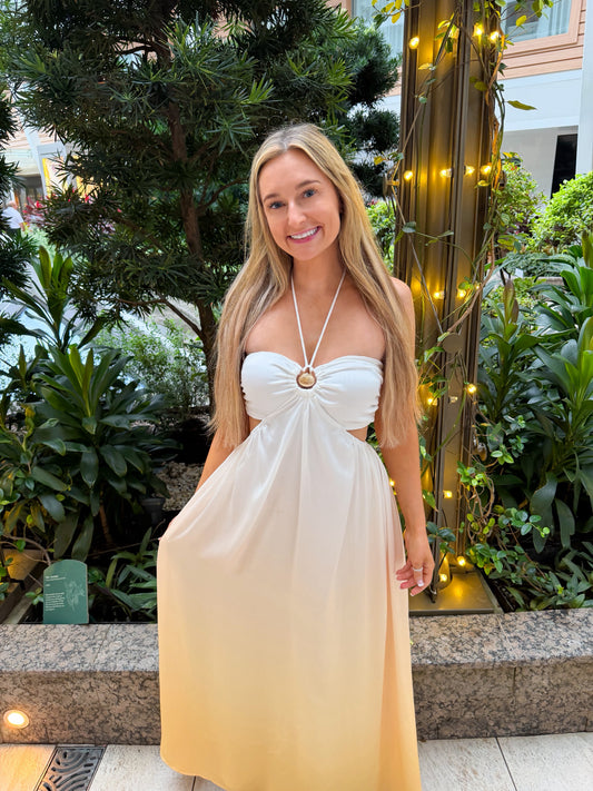 Golden Sunrise Halter Dress