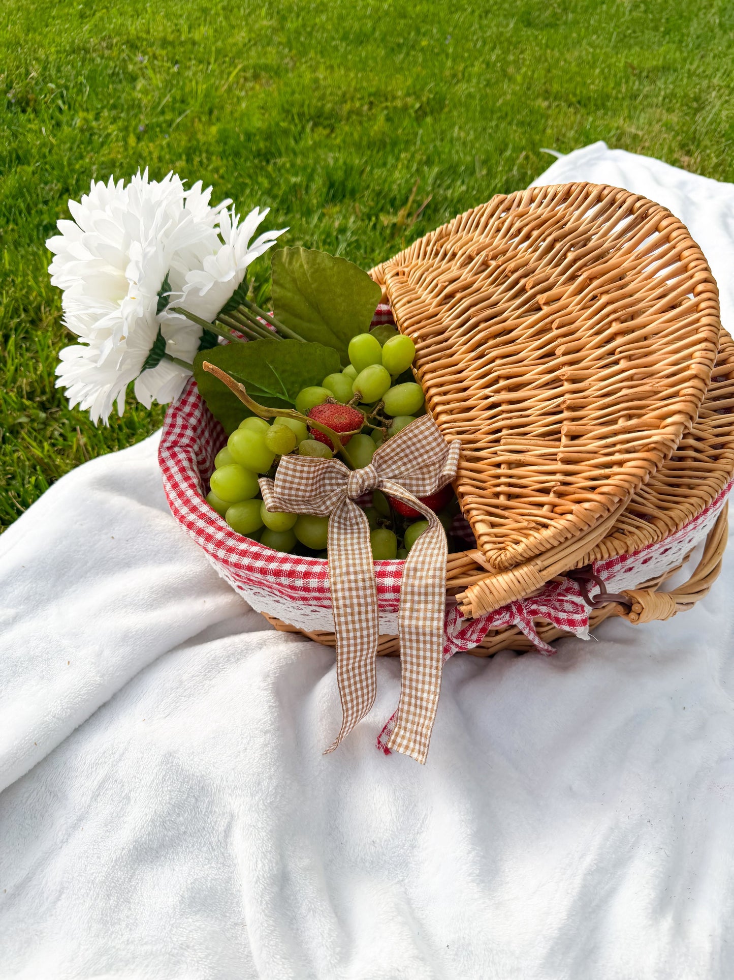 Tan Gingham Hair Bow