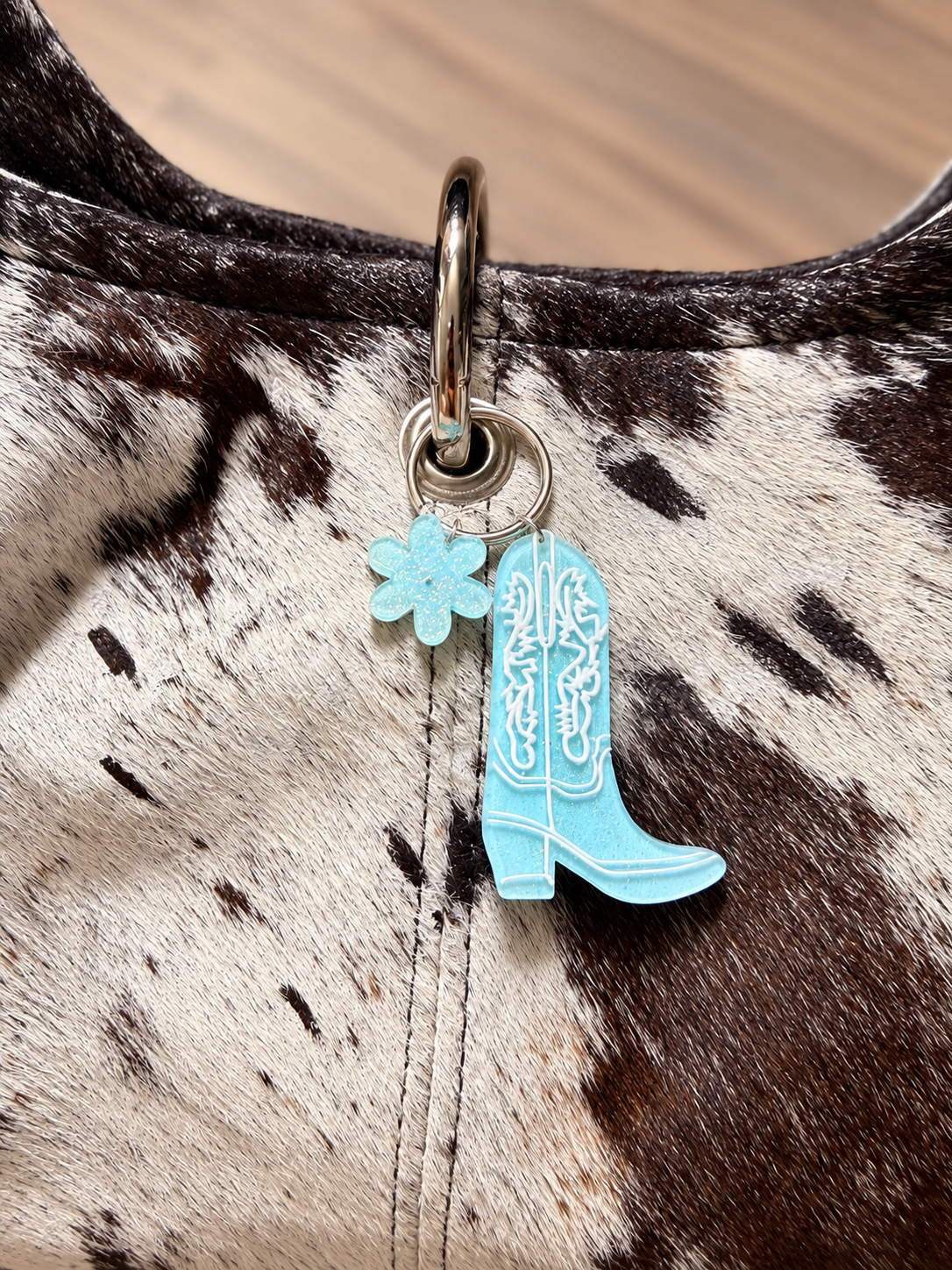 Baby Blue Cowgirl Boot Keychain