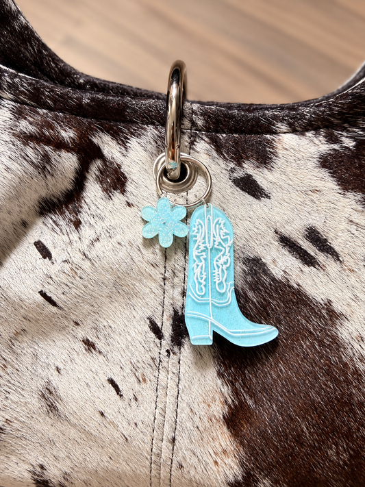 Baby Blue Cowgirl Boot Keychain