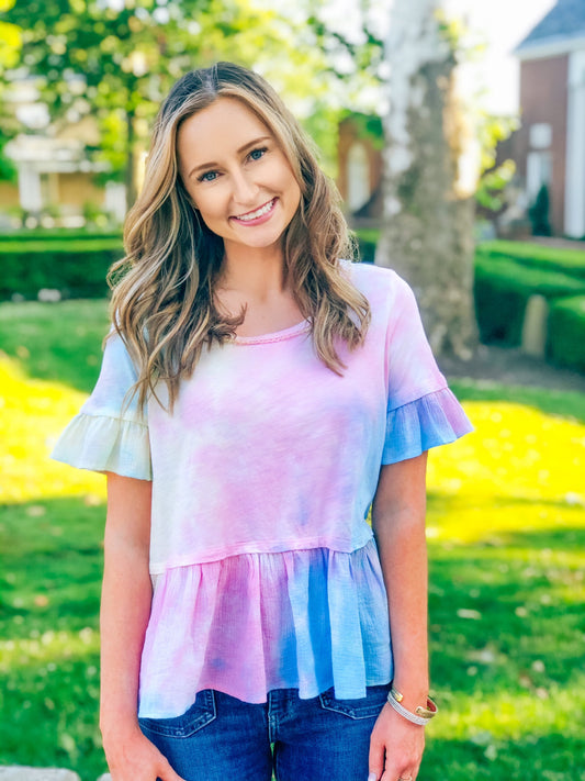 Cotton Candy Skies Tie-Dye Top